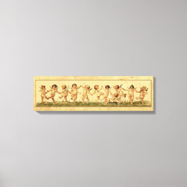 Impressão Em Tela Vintage Sweet Feliz Dançando Cherubs (Frente)