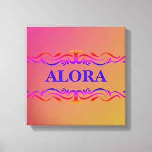 Impressão Em Tela Vintage Swirl Border Neon Pink and Yellow Gradient