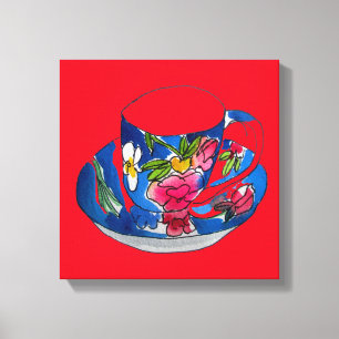 Impressão Em Tela Vintage tea aquarela