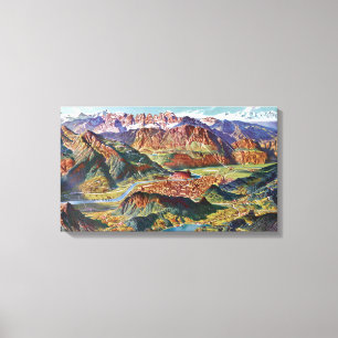 Impressão Em Tela Vintage Trient e o mapa de Italia das dolomites de