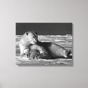 Impressão Em Tela Vintage USA Alaska mãe urso polar