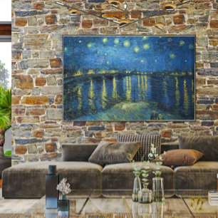 Impressão Em Tela Vintage Van Gogh Starry Night Sobre O Ródano