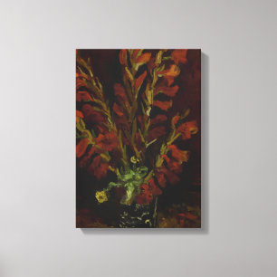 Impressão Em Tela Vintage Van GoghVase com Gladioli Vermelho