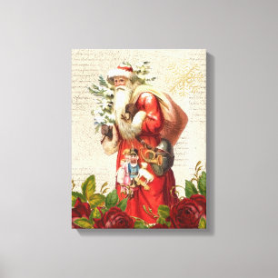 Impressão Em Tela Vintage Victorian Santa Claus Antique Decoupage