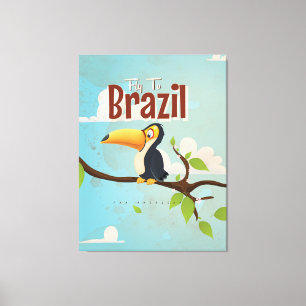 Impressão Em Tela Vintage voa para o Poster de viagens tucano do Bra