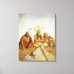 Impressão Em Tela Vintage West, Guardiães War ou Peace pelo NC Wyeth