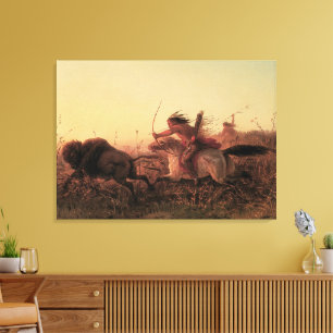 Impressão Em Tela Vintage West, Indian Buffalo Hunt por Charles Wima