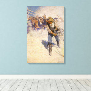 Impressão Em Tela Vintage Western Cowboys, In the Corral, pelo NC Wy