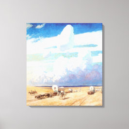 Impressão Em Tela Vintage Western Cowboys, Vagões Cobertos por Wyeth