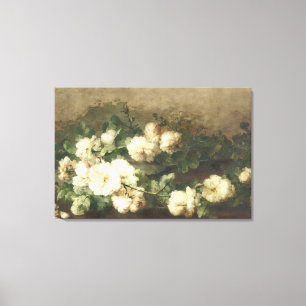 Impressão Em Tela Vintage White Roses Oil Painting