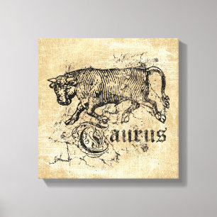 Impressão Em Tela Vintage Zodiac Taurus