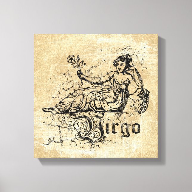 Impressão Em Tela Vintage Zodiac Virgo (Frente)