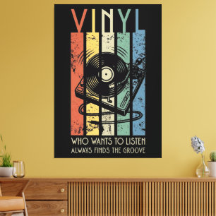 Impressão Em Tela Vinyl Vibes – Sempre Encontra o Ritmo Música Retro