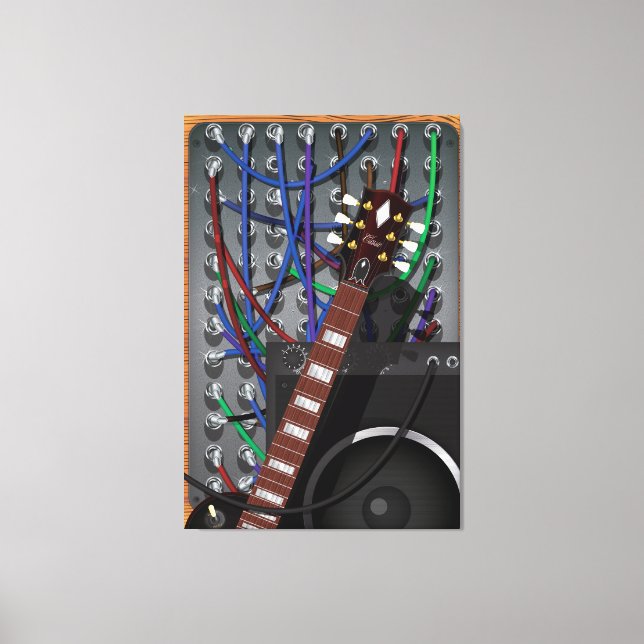 Impressão Em Tela Violão Eletrônico e Amp Musical (Frente)