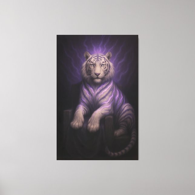 Impressão Em Tela Violet Thunder Throne White Tiger – Sovereign Aura (Frente)
