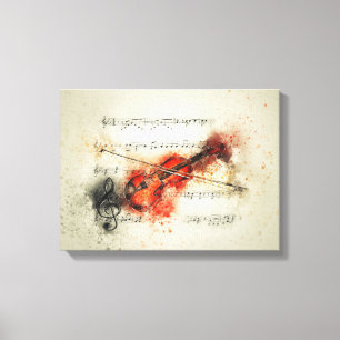 Impressão Em Tela Violin and Music Sheet Vintage