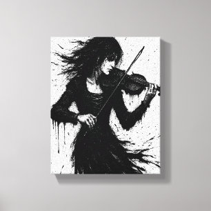 Impressão Em Tela Violinista Nascido da Tinta na Tempestade de Som