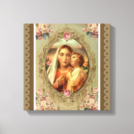 Impressão Em Tela Virgem Mary Madonna Child Jesus Rosa Rosary