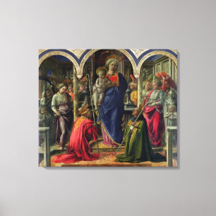 Impressão Em Tela Virgin e criança cercados por anjos