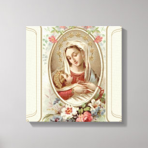 Impressão Em Tela Virgin Madonna Mary com os rosas de Jesus da