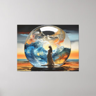 Impressão Em Tela Visão Contemporânea Mulher Moderna em uma Bola de 