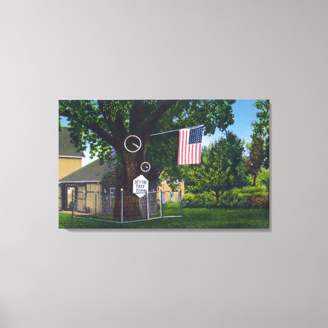 Impressão Em Tela Visão da Fazenda histórica da árvore de scythe (Frente)