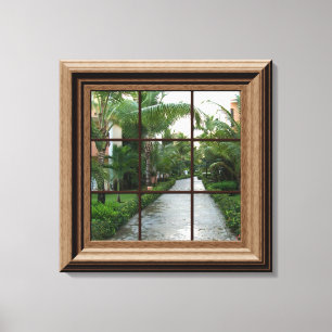 Impressão Em Tela Visão Falso da Janela Ver a Cena Tropical Caminhad
