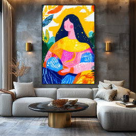 Impressão Em Tela Visão Fauvista Vívida da Mona Lisa