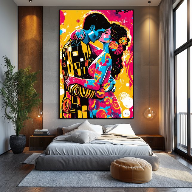Impressão Em Tela Visão pop de Arte do Beijo (Criador carregado)