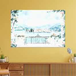 Impressão Em Tela Visão Romântica do Lago Como