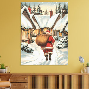 Impressão Em Tela Visita Mágica aos papais noeis