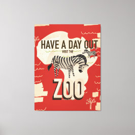 Impressão Em Tela Visite o pôster de viagem vintage da zebra do zool