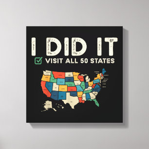 Impressão Em Tela Visitou todos os 50 estados dos EUA - Mapa de viag
