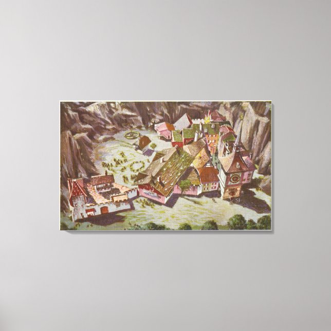 Impressão Em Tela Vista aérea da aldeia suíça (Frente)