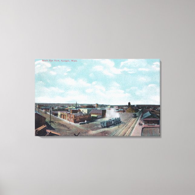 Impressão Em Tela Vista aérea da cidade de Sprague, WA (Frente)