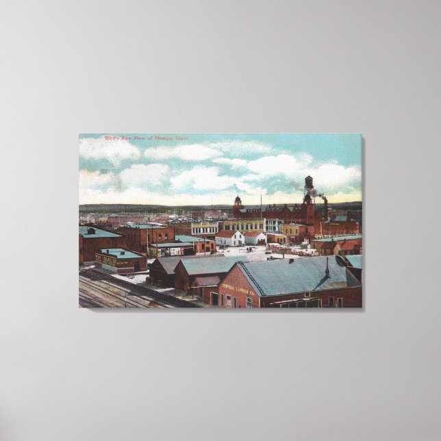 Impressão Em Tela Vista aérea da cidade, "Train Tracks" Nampa, ID (Frente)