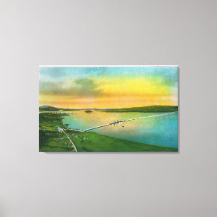 Impressão Em Tela Vista aérea da ponte de Bay para Hayward, CA