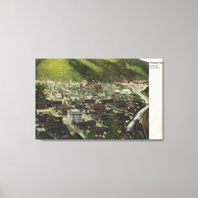 Impressão Em Tela Vista aérea de Northwestern TownWallace, ID (Frente)
