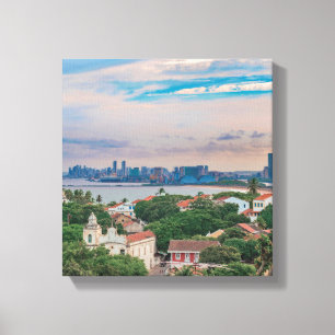 Impressão Em Tela Vista aérea de Olinda e de Recife Pernambuco