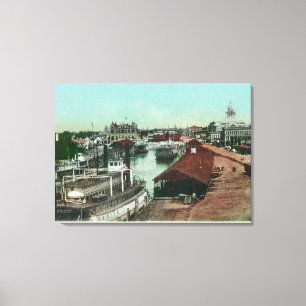 Impressão Em Tela Vista aérea do WaterfrontStockton, CA