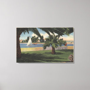 Impressão Em Tela Vista da ilha Collins, veleiro na água