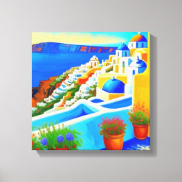 Impressão Em Tela Vista da ilha Santorini