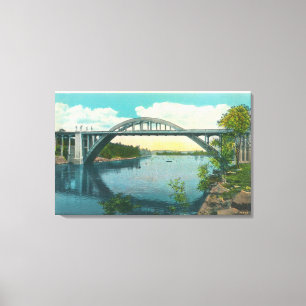Impressão Em Tela Vista da ponte de suspensão nova