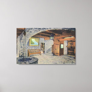 Impressão Em Tela Vista das bandeiras americanas, britânicas, &