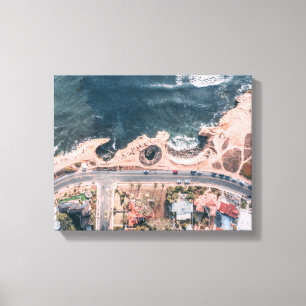 Impressão Em Tela vista de aves sobre o mar e a cidade