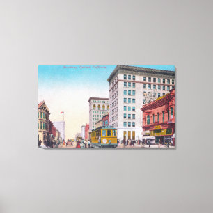 Impressão Em Tela Vista de Broadway com rua CarOakland, CA