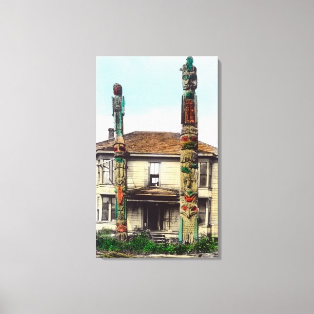 Impressão Em Tela Vista de Dois TotempolosWrangell, AK (Frente)