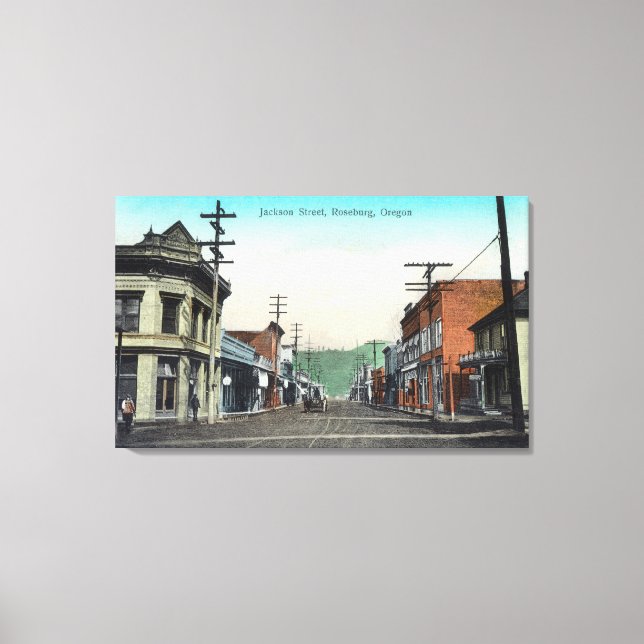 Impressão Em Tela Vista de Jackson StreetRoseburg, OR (Frente)