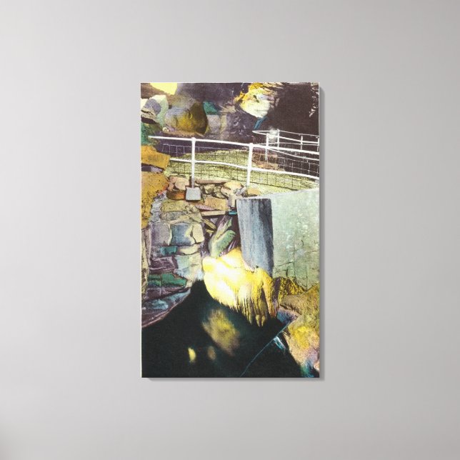 Impressão Em Tela Vista de Ponte Natural e Cascata de ouro (Frente)