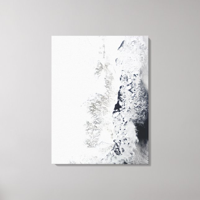 Impressão Em Tela Vista de satélite da costa oriental de Greenlan (Frente)